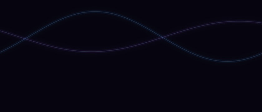 An abstract visual representation of two sine waves with different phase shifts shown on a dark black solid background