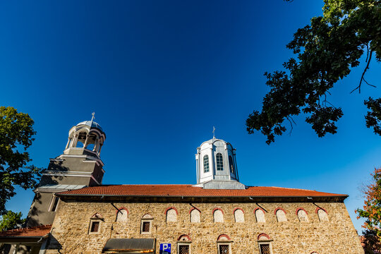 Large building with a clock tower on top of it, Svishtov, Bulgaria