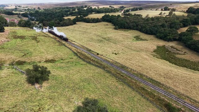 Aerial video loco tornado on nymr. No. 60163 Tornado is a 4-6-2 "Pacific" steam locomotive completed in 2008 to an original design by Arthur Peppercorn. 