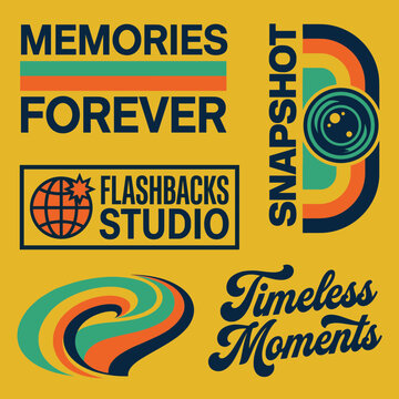 Memories forever. Snapshot retro design for t shirt print, poster, sticker. Flashbacks studio. Timeless moments vintage graphic print.