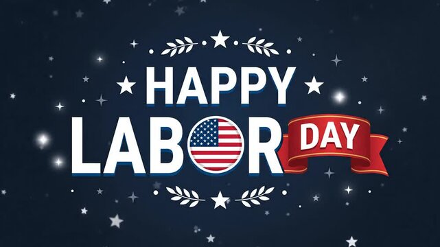 Happy Labor Day celebration greeting animation with patriotic theme