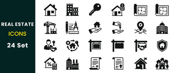 Fototapeta premium Create a real estate 24 icon set