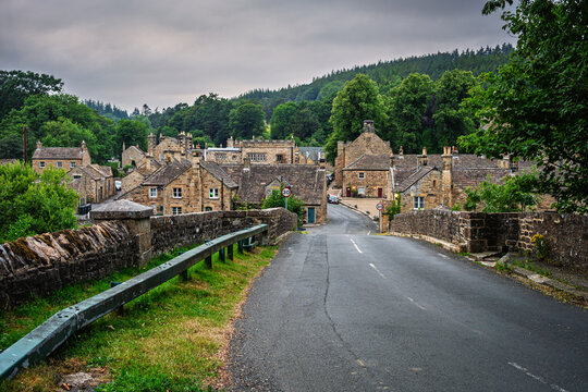 Road Bridge leading into Blanchland Village in Northumberland, in the North Pennines a landscape of sweeping  moorlands, renowned for vast open skies, winding rivers and historic stone buildings