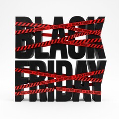 Naklejka premium Black Friday Sale Event Blocked by Caution Tape With Do Not Enter Warning