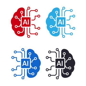 Colorful artificial intelligence logos for tech business website on transparent background