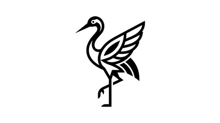 Naklejka premium Elegant Crane Bird Silhouette Symbol.