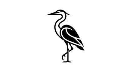 Naklejka premium Elegant Heron Bird Silhouette Standing on One Leg.