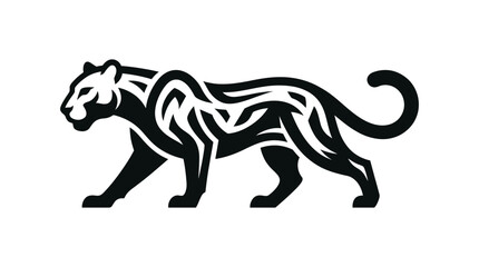 Fototapeta premium Stylized Black Panther Silhouette Tribal Tattoo Design.