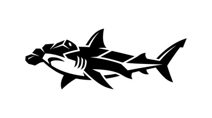Fototapeta premium Stylized Hammerhead Shark Silhouette Vector Art.
