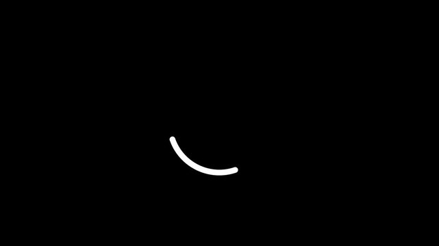 Animated White Circular Loading Indicator with Alpha Channel, Minimal Progress Spinner Loop for UI, Buffering, Waiting and Processing Video Overlay