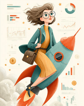 Cute cartoon illustration of a friendly entrepreneur