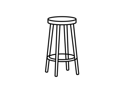 Minimalist high bar stool line art illustration.