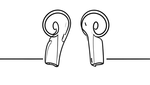 Minimalist line art illustration of two human ears.