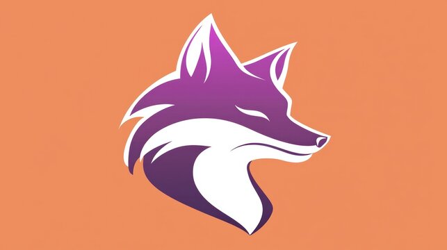 Stylized Fox Head Profile, Gradient Colors, Graphic Design