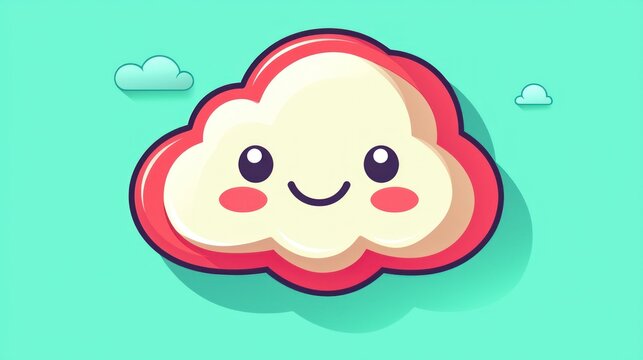 Cute cartoon cloud character, happy expression, digital art, simple design