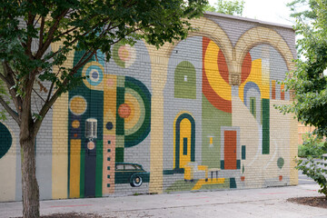 Fototapeta premium mural on the north side of the Pierce-Arrow showroom, designed by Sparling, Martin & Forbes, 1930, located at 1140 Yonge St, Toronto