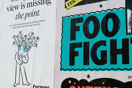 street posters in Toronto (Purpose Investments and concert promotion, Foo Fighters)
