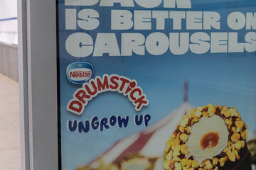 Fototapeta premium OOH bus shelter poster advertising for ice cream cone brand Drumstick by Nestlé Canada (