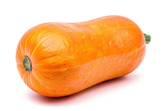 Fresh whole butternut squash isolated on white background for healthy cooking and autumn harvest