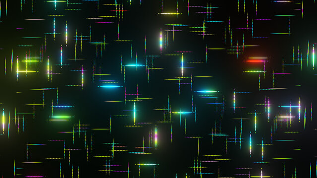 Colorful Neon Digital Light Matrix with Glowing Geometric Grid