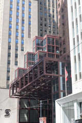 Fototapeta premium metallic structure base at Scotia Plaza with the Bank of Nova Scotia corporate logo at 40 King St W, Toronto