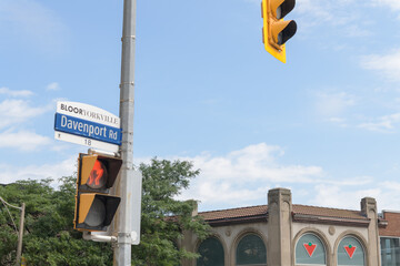 Fototapeta premium distant view of historic property of Canadian Tire at 839 Yonge St, Toronto