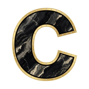Elegant C monogram with luxurious black marble texture and gold trim, exuding sophistication and class for branding or design