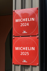 Fototapeta premium Michelin signs outside Taline, an Armenian restaurant (1276 Yonge St), in Toronto