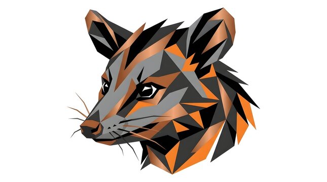 Low poly geometric stylized illustration of an opossum head