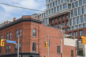 Fototapeta premium historic 19th century commercial architecture and sign of Terroni, an Italian restaurant, located at 1095 Yonge St, toronto