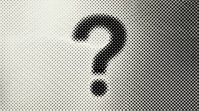 Monochromatic dotted pattern gradient creating a horizontal halftone effect of a black question mark symbol for graphic design textured backdrop halftone pattern background question markdot