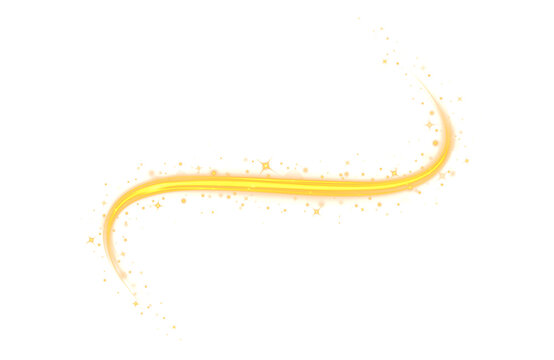 Curved light trail with sparkling particles and flowing energy.