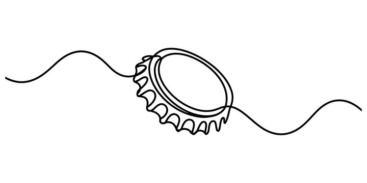 Continuous line drawing of a metal bottle cap