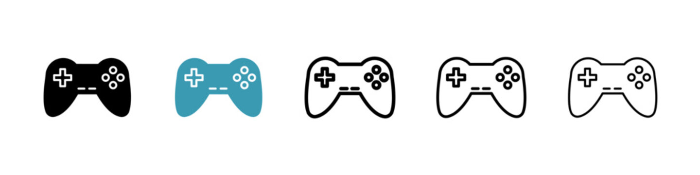 Gamepad icon flat outline in black