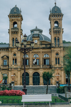 Alderdi Eder gardens and Town Hall of Donostia-San Sebastian, Spain