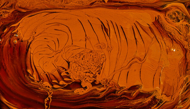 fluid art painting, created using acrylic paint and oil, a marbling effect with colorful bubbles and swirls