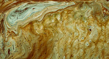 fluid art painting, created using acrylic paint and oil, a marbling effect with colorful bubbles and swirls © Roberto Sorin