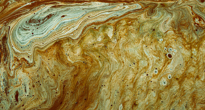 fluid art painting, created using acrylic paint and oil, a marbling effect with colorful bubbles and swirls