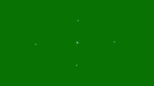 Blinking sparkling twinkling stars doodle cartoon animation, glowing light effect, retro shine movement, flat green screen twinkle background 4k.