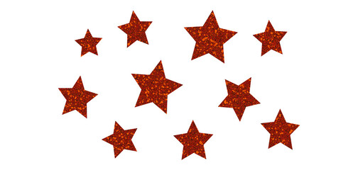 Fototapeta premium Sparkling Red Glitter Stars Pattern Isolated on Black Background