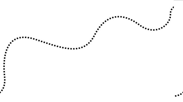 Black dashed line animation loop wave stroke isolated on white background