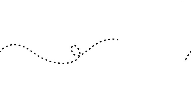 Black dashed wavy line animation loop smooth path stroke white background