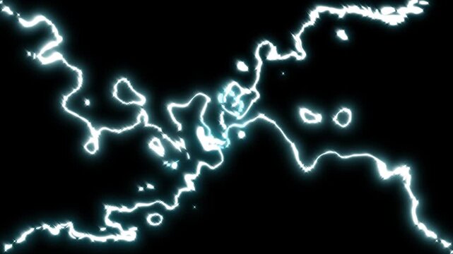 flash fx cartoon style energy explosion with hand drawn lightning bursts glowing thunder arcs and comic style shockwaves overlay seamless storm overlay animation on black background 4k