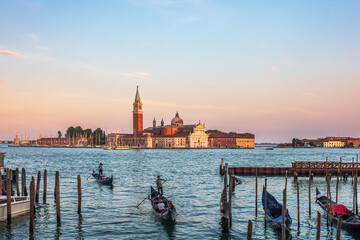 Venice gondolas at sunset © catalinlazar