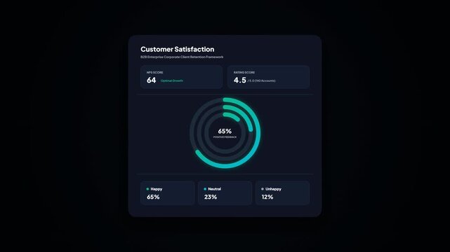B2B Enterprise Corporate Client Retention Dashboard Animation Dark Theme