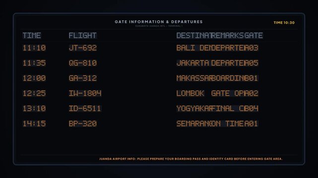 Airport Gate Information and Departures Display Board Pixel Art Motion Graphic Video Animation