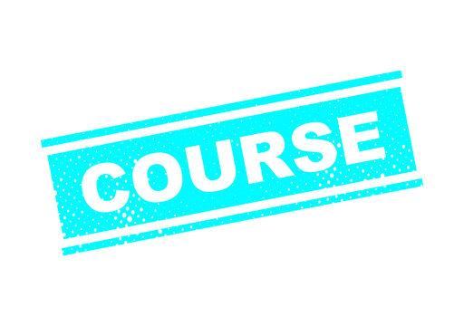 Modern turquoise course stamp with bold lettering illustration