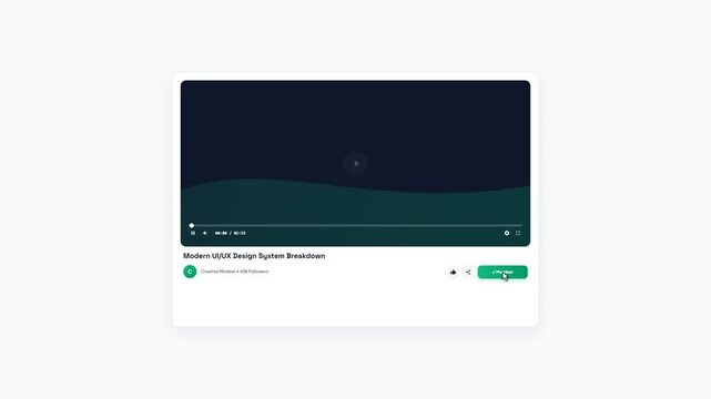 Modern UI UX Design System Video Player Minimalist Interface with Progress Bar Animation