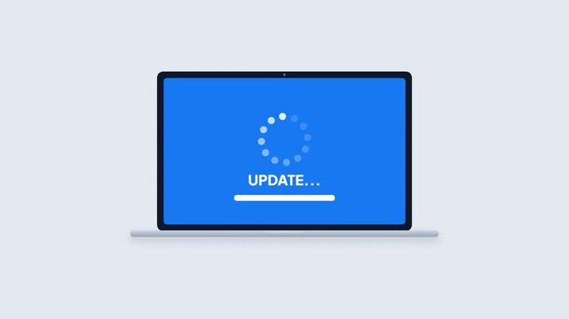 Laptop Screen System Software Update Progress Bar Motion Graphic Animation for Tech Web App UI UX