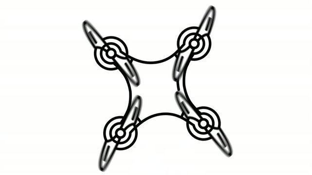 Quadcopter animated icon showing flying drone with spinning propellers outline